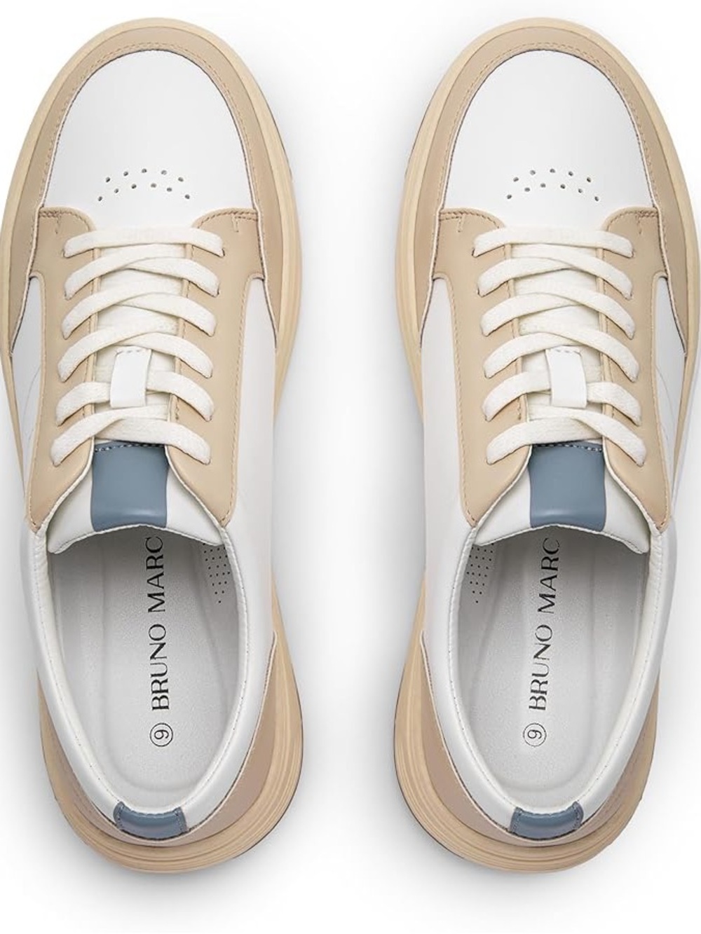 Bruno Marc Men's White & Beige Leather Sneaker